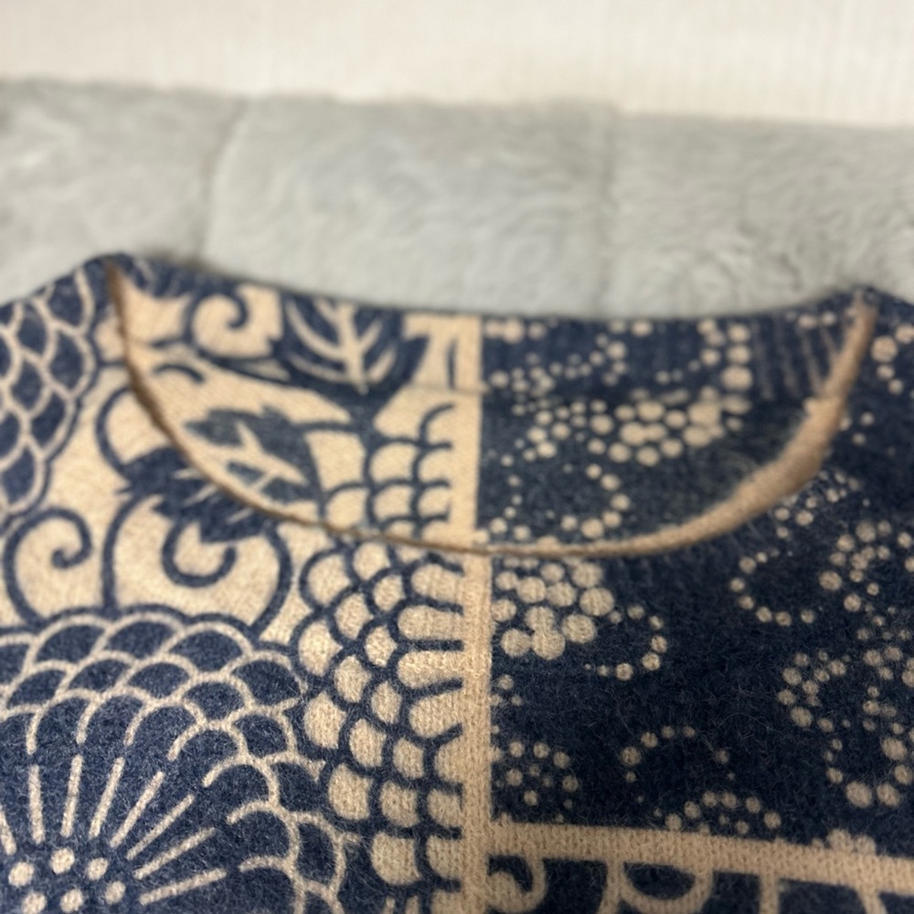 Navy and Beige Wagara Patchwork Patterned oversiz… - image 7